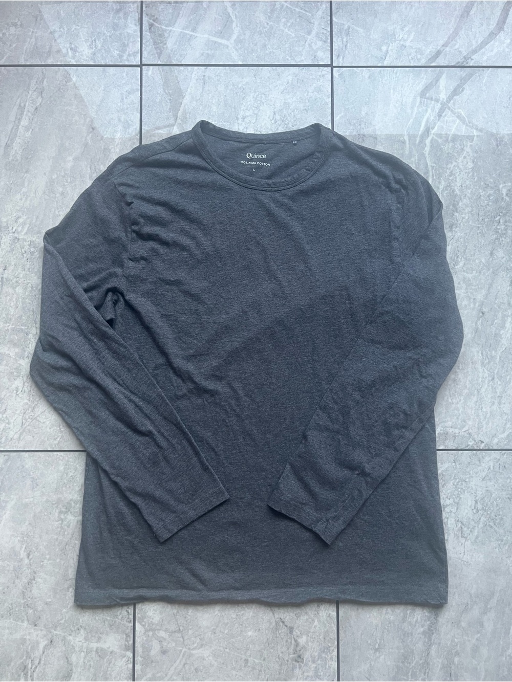 Quince Men's Pima Cotton Luxe Touch Long Sleeve Tee Charcoal Heather Size L